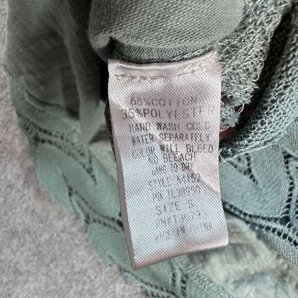 Umgee Green Lace Mixed Fabric High Low T-Shirt Women's Small Oversized Tunic - Picture 8 of 8